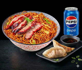 Producto YAKI CERDO MAS GYOZAS Y BEBIDA