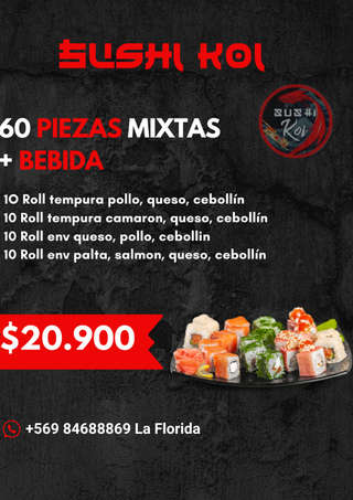 Producto 60 Piezas Mixtas + Bebida  