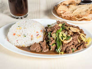 Producto Carne sola con arroz chaufán o papas fritas