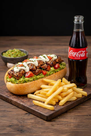 Producto As Italiano con papas y bebida 